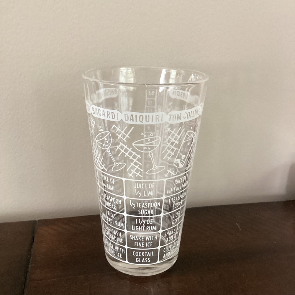 Vintage Federal Glass Bartender Bar Cocktail Mixed Drink Recipe Glass